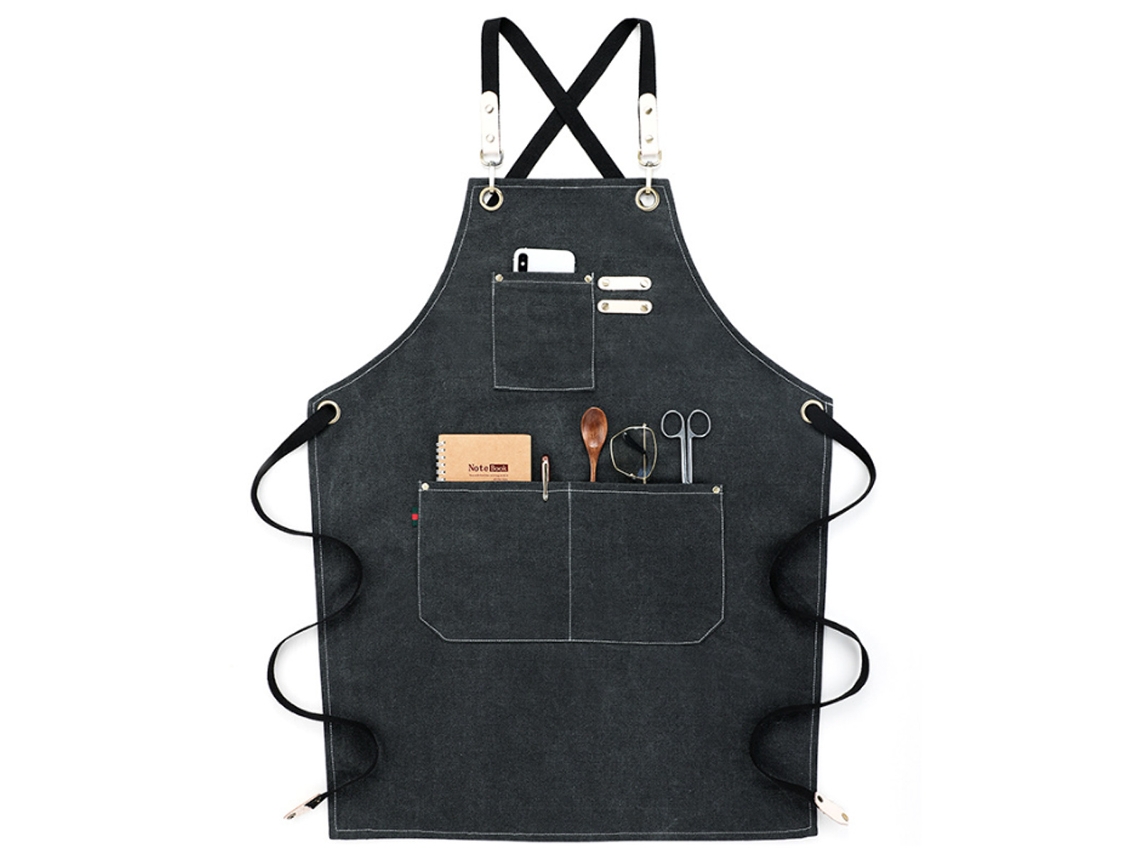 Delantales De Cocinero Para Hombre Y Mujer Con Grandes Bolsillos, Delantal De Lona De Algodón Cruzado Resistente Y Ajustable