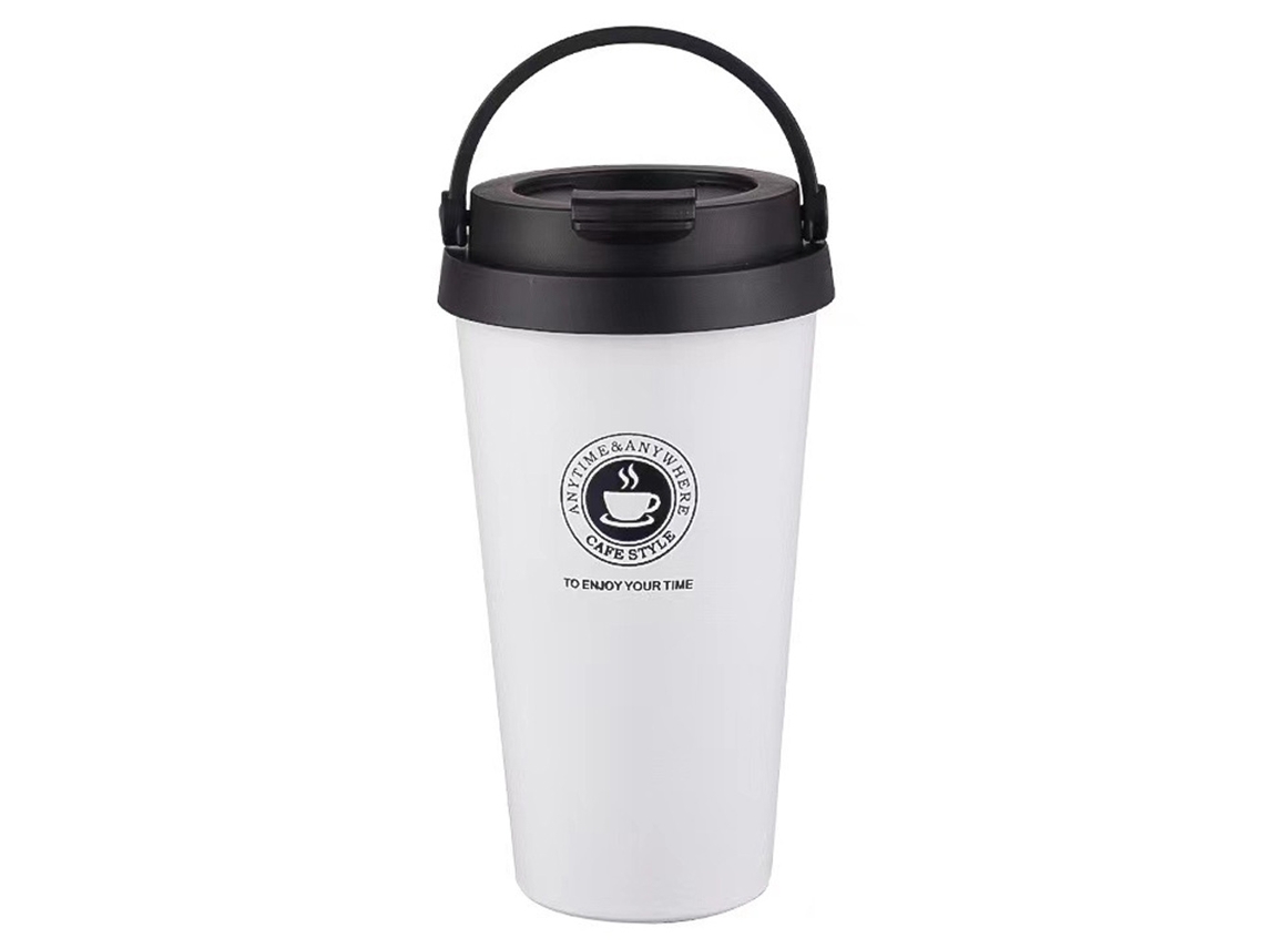 Termo para coche de acero inoxidable con doble aislamiento de 500 ml (blanco)