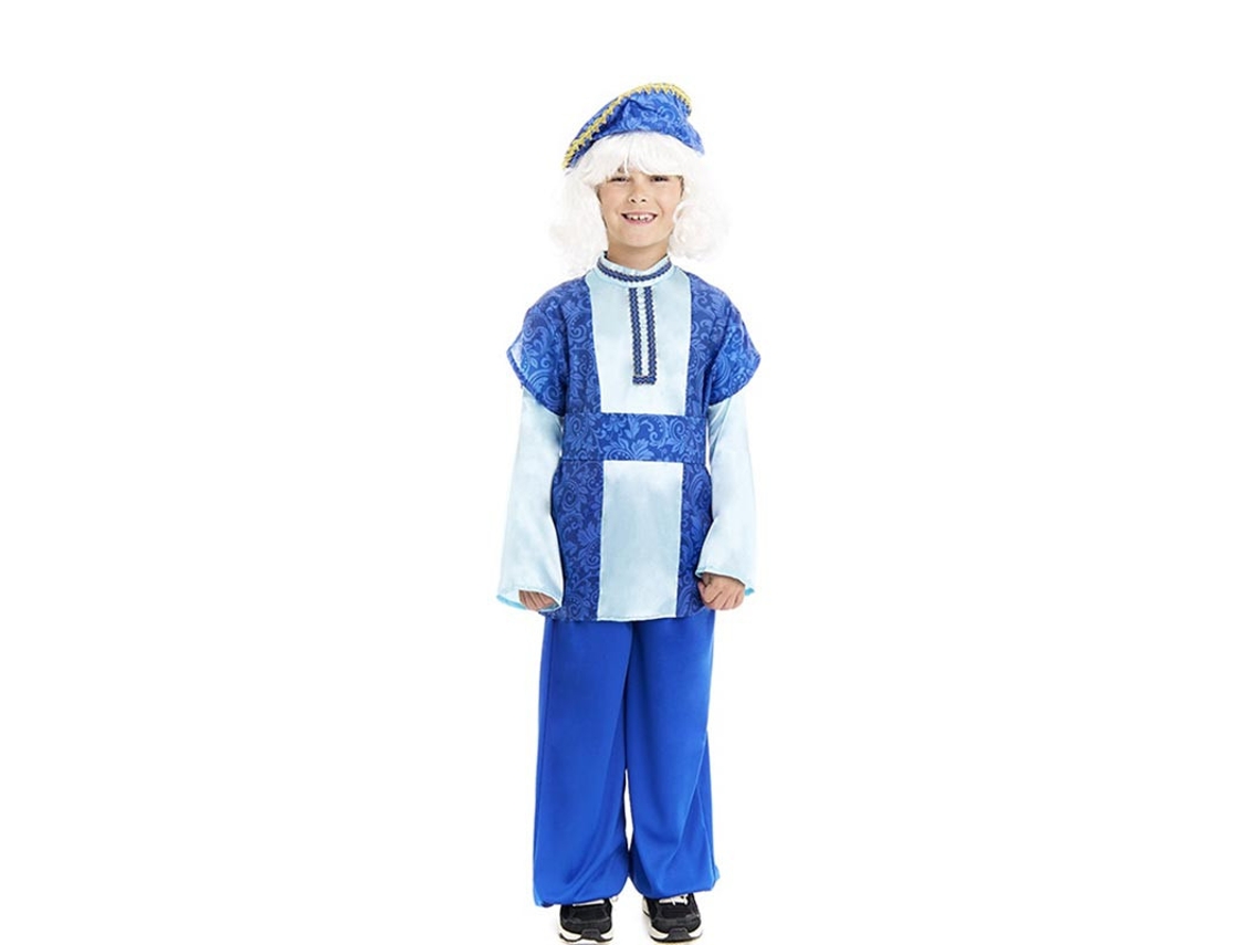 Disfraz de Paje Rey Melchor azul con gorro para niño