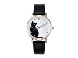 Reloj infantil, reloj para niña, reloj clásico infantil con correa de cuero, reloj con bonito estampado de gato de dibujos animados para niños.