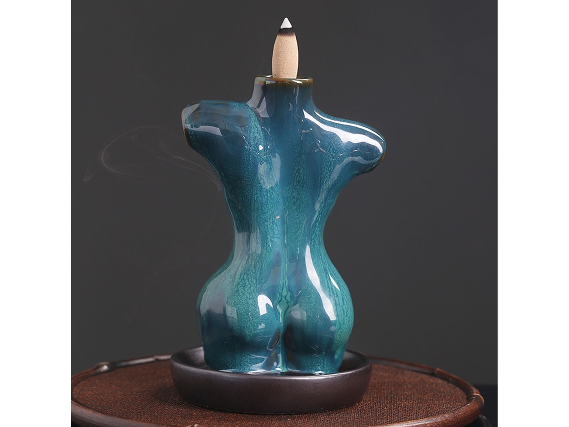 Quemador De Incienso De Cerámica Azul Con Cascada Y Diseño Decorativo Único Para Cualquier Habitación.