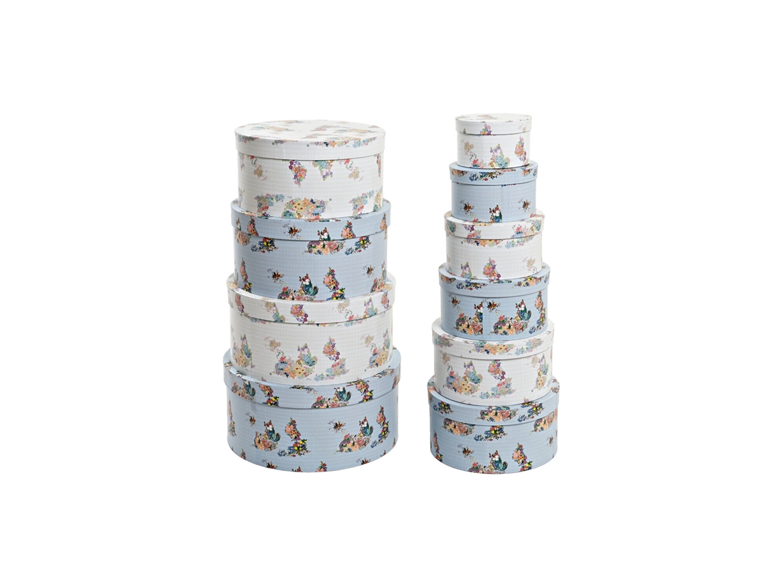Set 10 Caja Carton Redonda Azul 37,5x37,5x18cm