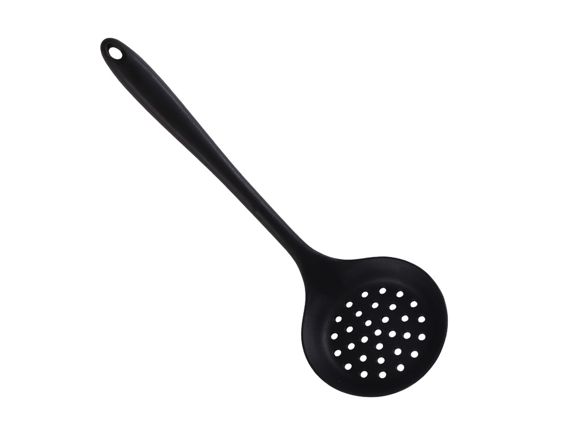 Coador de Silicone com Cabo Longo, Antiaderente e Resistente Ao Calor, para Cozinha, Colher de Filtro, Coador de Malha. MDUG (preto)