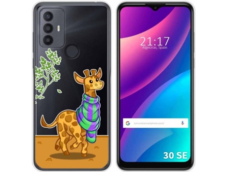 Carcasa para TCL 30 SE TUMUNDOSMARTPHONE Dibujos Transparente Jirafa Multicolor