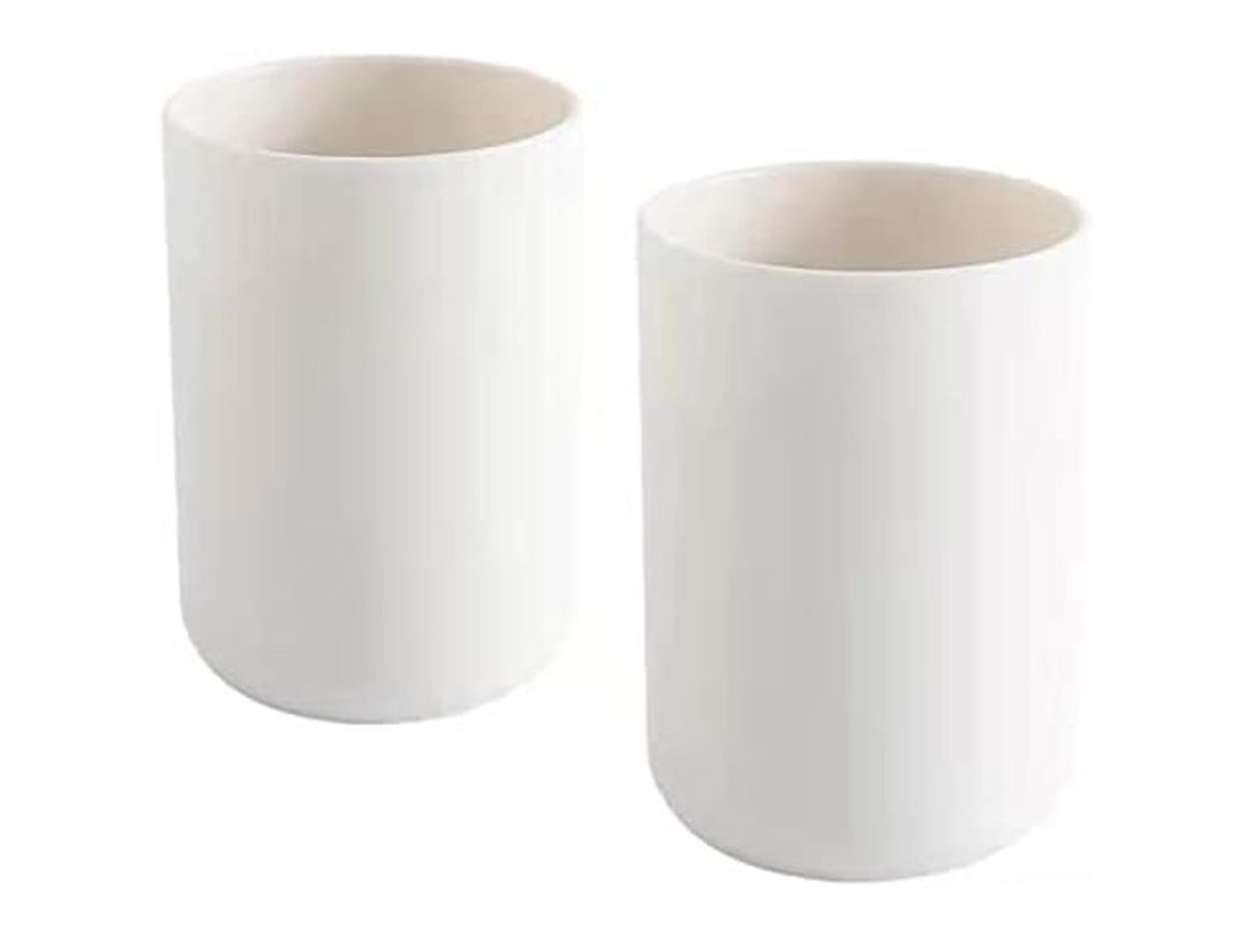 2026dn Linjou 2 Soporte para cepillos de dientes, vaso de plástico de 300 ml (blanco y blanco)