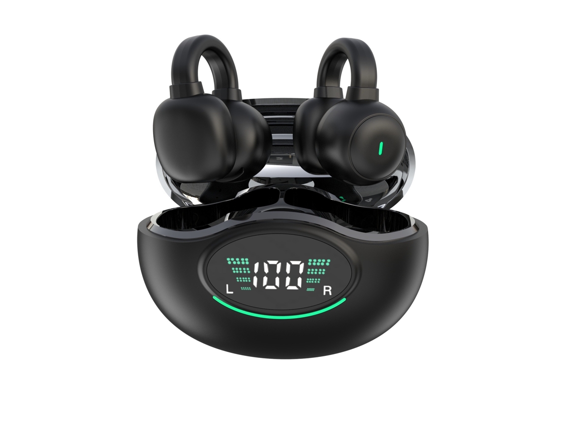 Auriculares inalámbricos Bluetooth 5.3 de conducción ósea con clip para el oído abierto y micrófono incorporado, adecuados para correr y hacer ejercicio.