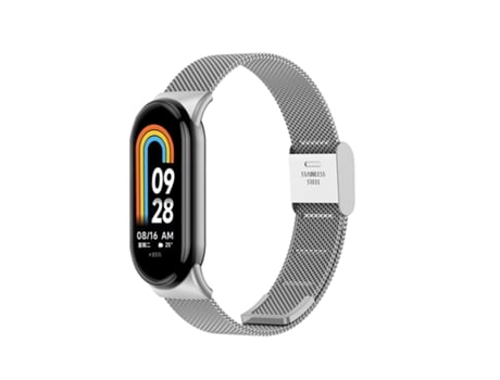 Correa Smartwatch para Xiaomi Mi Band 8 de metal con hebilla milanesa (plateada)
