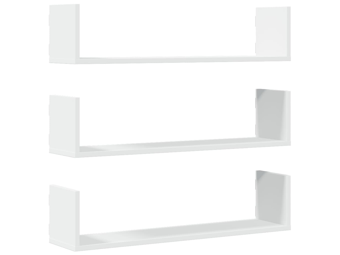 Conjunto de 3 estantes de pared en derivados de madera blanca MAISON EXCLUSIVE 80x18x18 cm