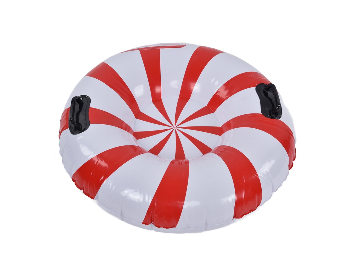 Tubo de nieve inflable de PVC para adultos con 2 ganchos, rojo y blanco, invierno