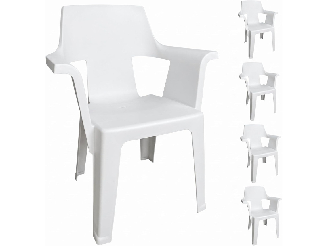 Set De Sillas Plasticas Para Terraza, Jardín, Patio, Playa, Camping, Exterior, Apilables, Estilo Moderno, Interior (4x Blanco)