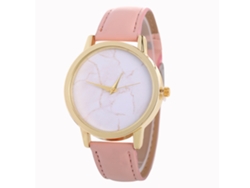 Reloj De Pulsera Para Mujer Con Correa De Cuero De Mármol Coreano Moda (rosa)
