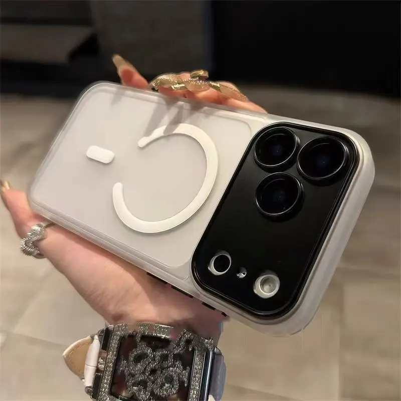 (iphone 17 Pro Max Marrón Claro) Funda Magnética Semitransparente Mate A Prueba De Golpes Con Cubierta Trasera Magsafe