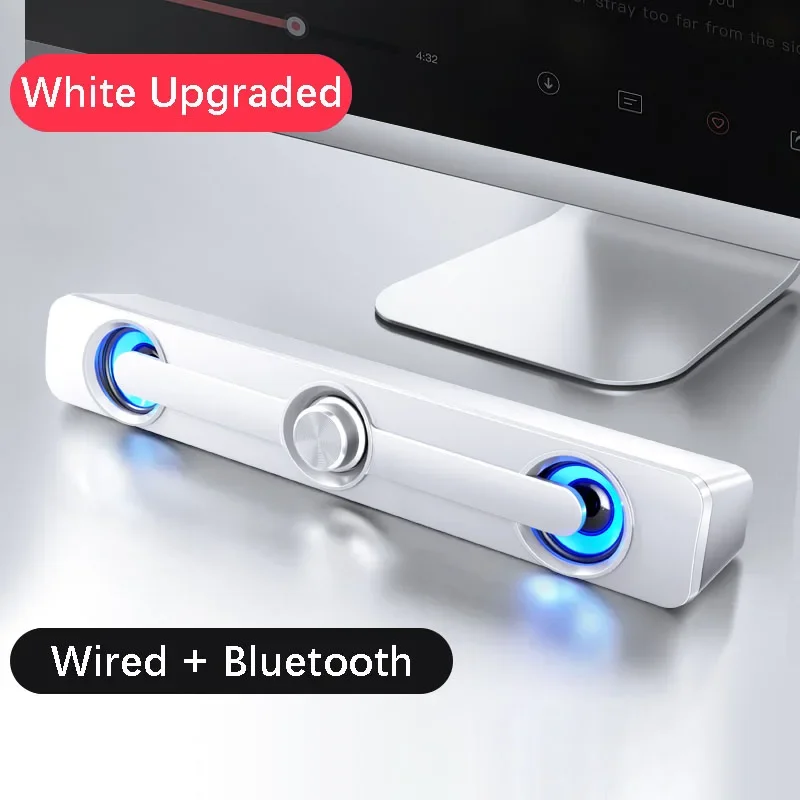 Altavoz USB para ordenador, diseño exclusivo, iluminado MDUG (blanco)