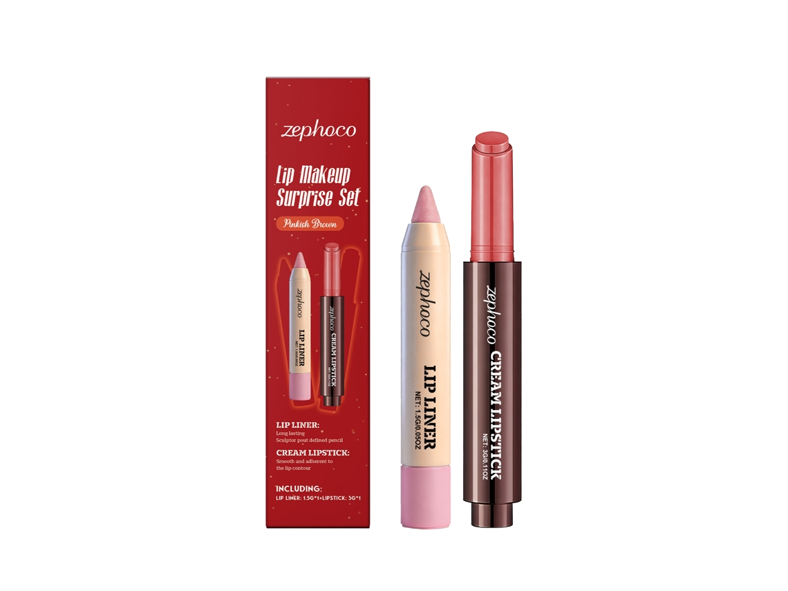 Set de maquillaje labial rosa y marrón de Qiyun