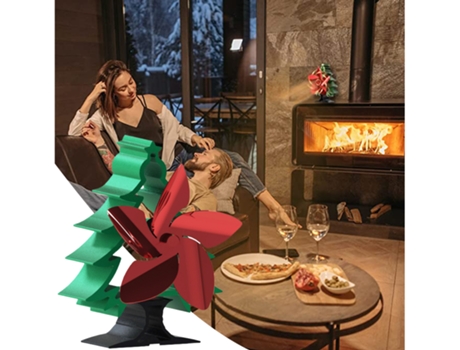 Funcionamiento silencioso Diseño de protección contra sobrecalentamiento Sin batería Ventilador para chimenea 5 aspas Árbol de Navidad Ventilador a...