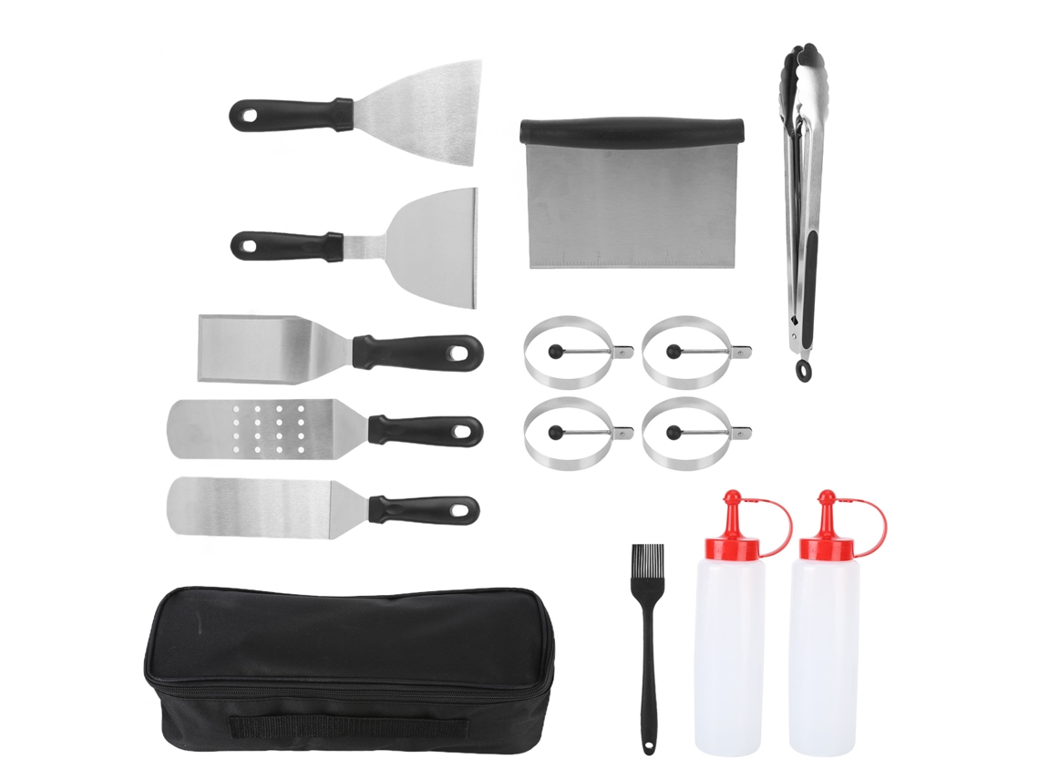Juego de accesorios para parrilla de acero inoxidable (14 piezas)