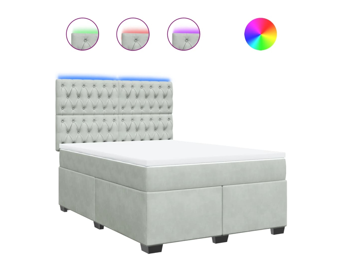 Maison Exclusive - Cama Box Spring Con Colchón Terciopelo Gris Claro 140x200 Cm