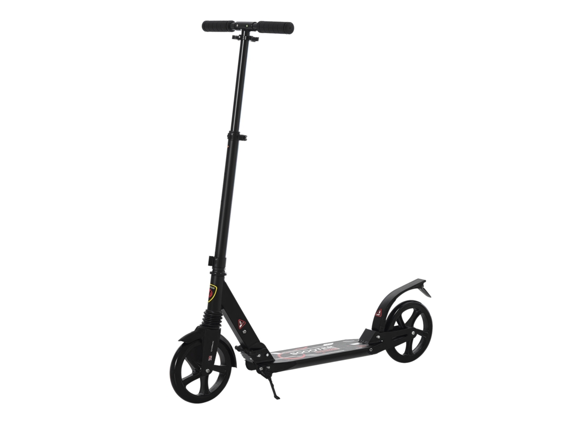Patinete plegable con manillar ajustable para adultos y niños, con freno, ruedas grandes, capacidad de carga de 100 kg, color negro (a partir de 14 años).