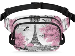 Riñonera para mujer con estampado de la Torre Eiffel en acuarela, 22,8 x 6,3 x 15,5 cm, diseño personalizable, resistente al agua.