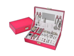Caja de exhibición de joyas de cuero Fgao Hengjian (rosa roja)