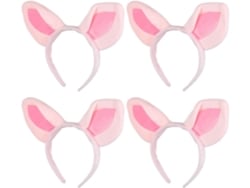 De 4 Tiaras Com Orelhas De Porco De Pelúcia Rosa Da Nuobesty, Acessórios Macios E Elásticos.