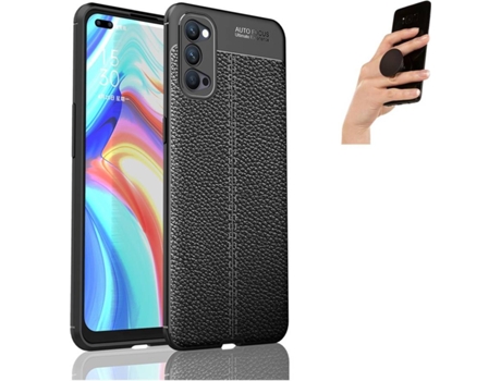 Carcasa y Popsocket Oppo Reno4 5G Rugged Leather Negro