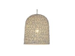 Lampara Techo Hierro Madera Blanco 58x58x71cm