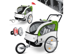 Remolque de bicicleta para niños B.active de 2 plazas con amortiguador, color verde lima