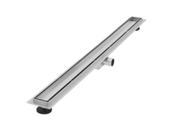 Canal de ducha de acero inoxidable alicatable 100 cm y sifón Juego completo Plata Plana LUXEBATH