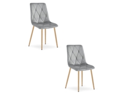 Juego de 2 sillas de comedor Tyra, asiento gris claro, patas color madera, asiento acolchado, asiento ergonómico.