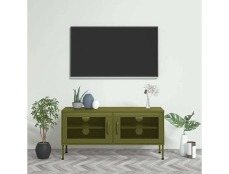 Mueble para la televisión VIDAXL Verde Acero (105x35x50 cm)