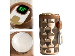 Termostato de café inteligente, termostato de viaje, taza portátil con pantalla de temperatura, dorado USHION