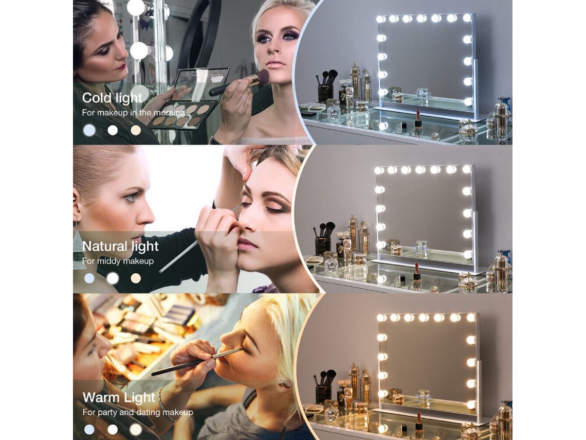 Espejo De Maquillaje Grande Hollywood Con Luces