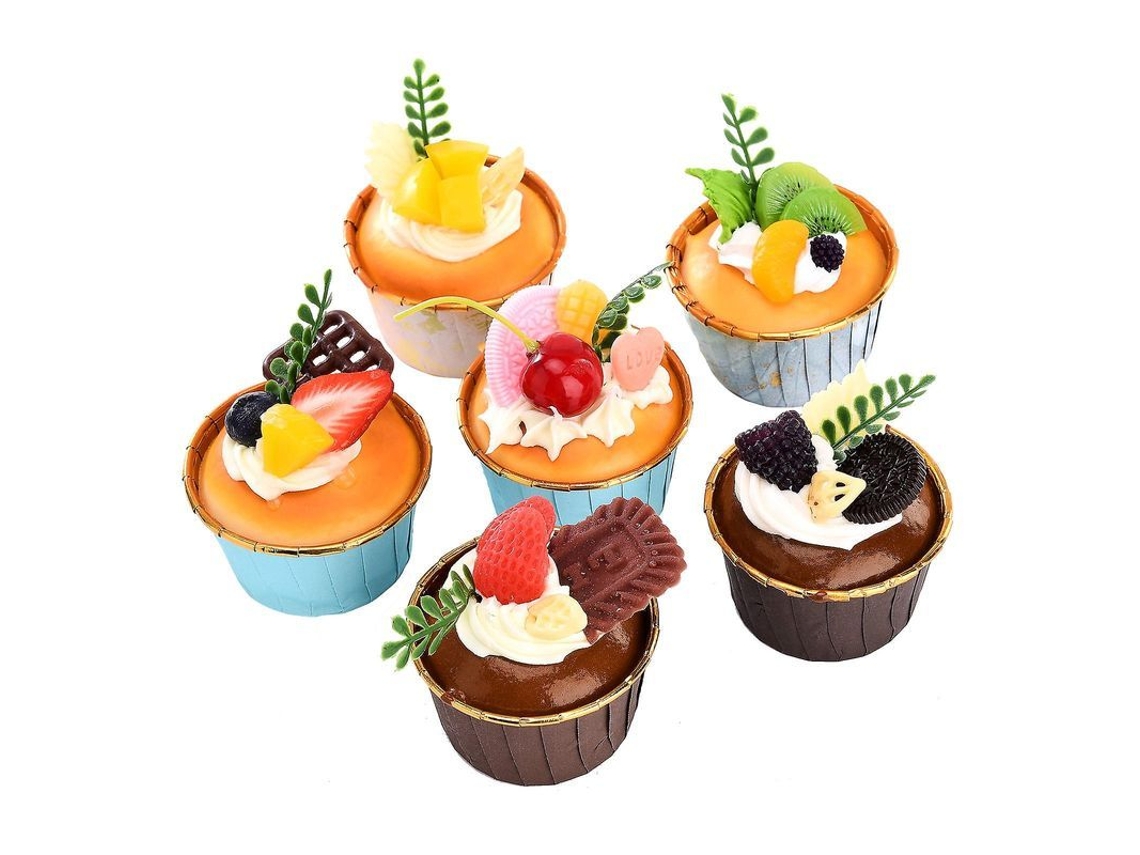 6 Piezas Set De Cupcakes Falsos Simulación Pastel Modelo Comida Falsa Decoración Cocina