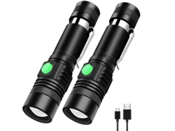Linterna Led Recargable De Bolsillo (2 Unidades), 1200 Lúmenes, Superbrillante, Resistente Al Agua, 4 Modos De Iluminación Ampliables Para A
