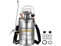 Pulverizador manual de acero inoxidable de 6L con boquilla ajustable, manómetro y cinturón Tekmaquinas