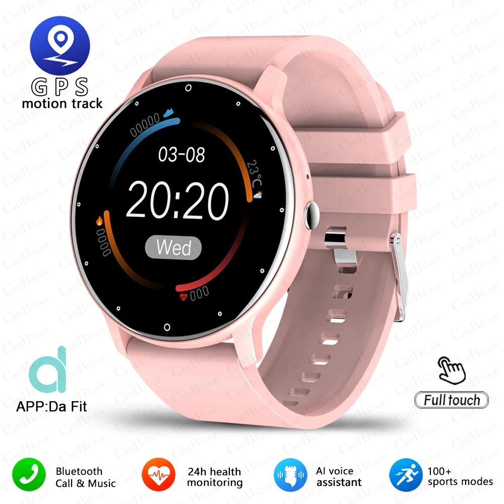 Reloj inteligente MDUG con pantalla táctil, funciones de fitness, resistente al agua, Bluetooth, compatible con iOS y Android (rosa)