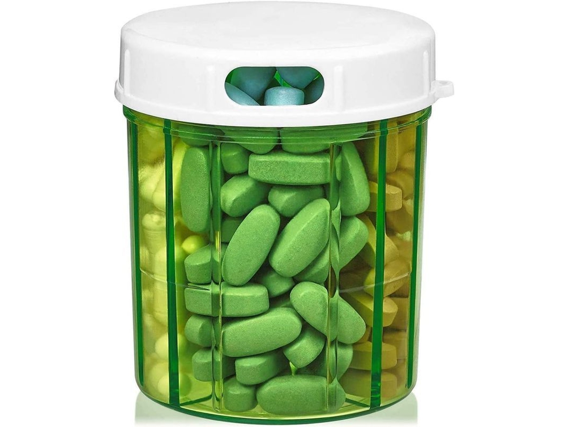 Organizador De Pastillas Con 4 Compartimentos, Frasco Redondo Para Medicamentos, Vitaminas Y Suplementos.