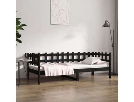Sofás Cama VIDAXL Negro Madera (203.5x86x68.5 cm )
