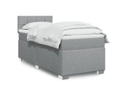 Cama Box Spring Con Colchón Tela Gris Claro 100x200 Cm