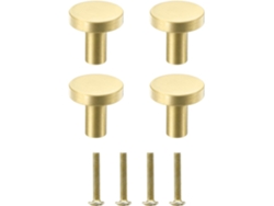 Tiradores Latón Macizo, Paquete 4 Redondos Tornillos Decoración Muebles, Cajones (m4, Dorado)