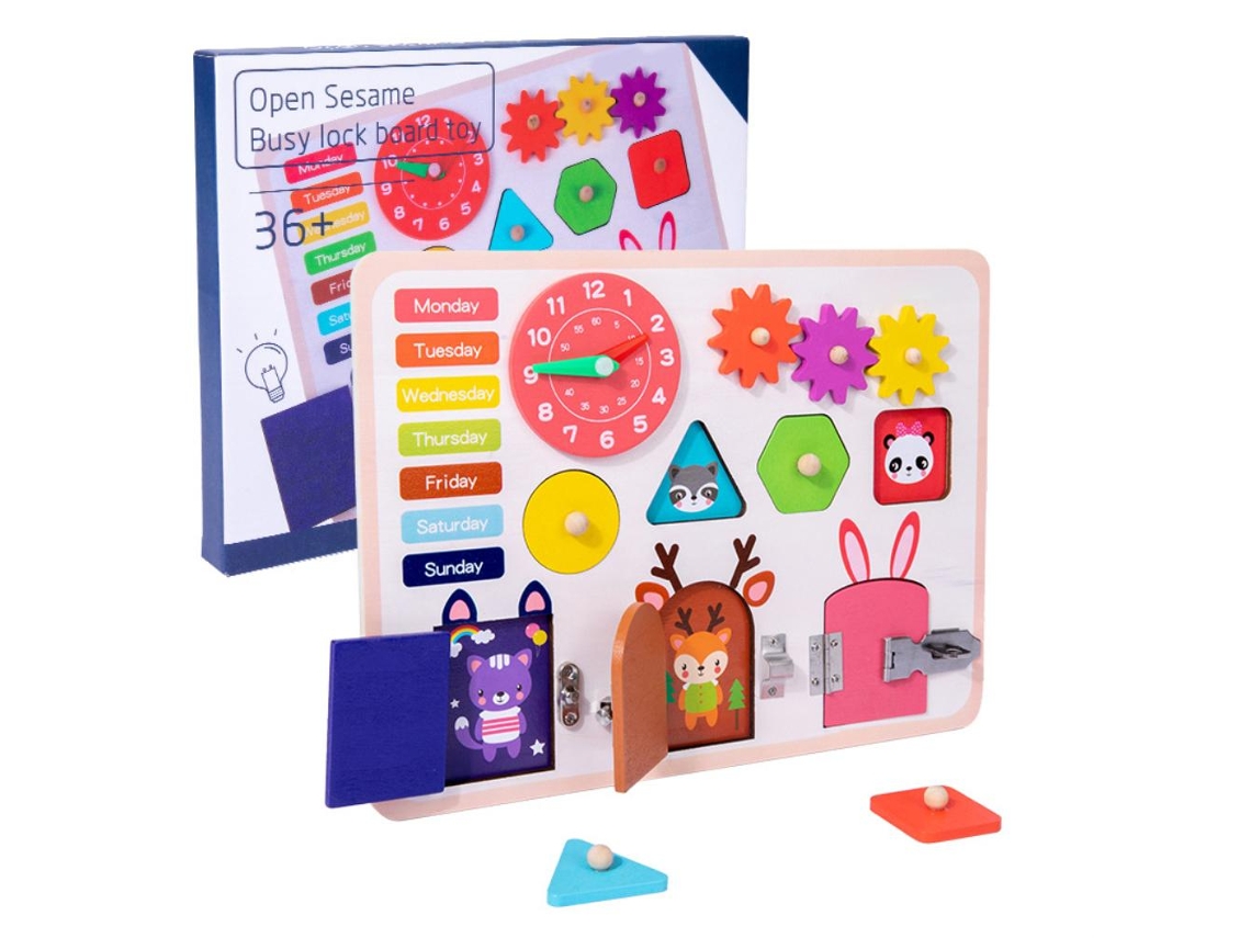 Tablero de actividades de madera 2026yncm para niños, juguete sensorial educativo para el aprendizaje de habilidades básicas y la coordinación motora fina.