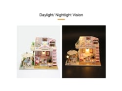 Ats-kit De Casa De Muñecas Diy De Madera Con Muebles, Luz Led Y Música Loft Rosa Miniatsura