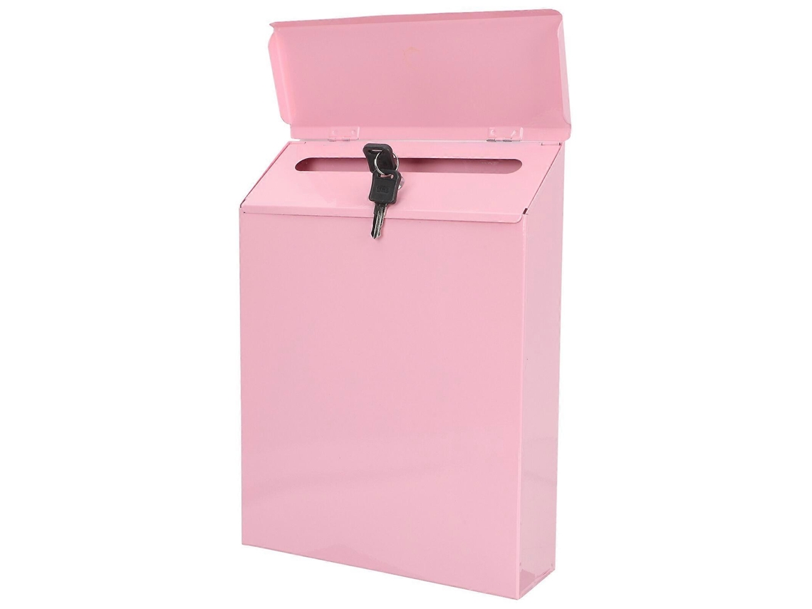 Rebe-buzón De Pared Antirroto Decorativo De Hierro Caja De Correo Para Hogar Finca Con Cierre Seguro 30x23cm Rosa