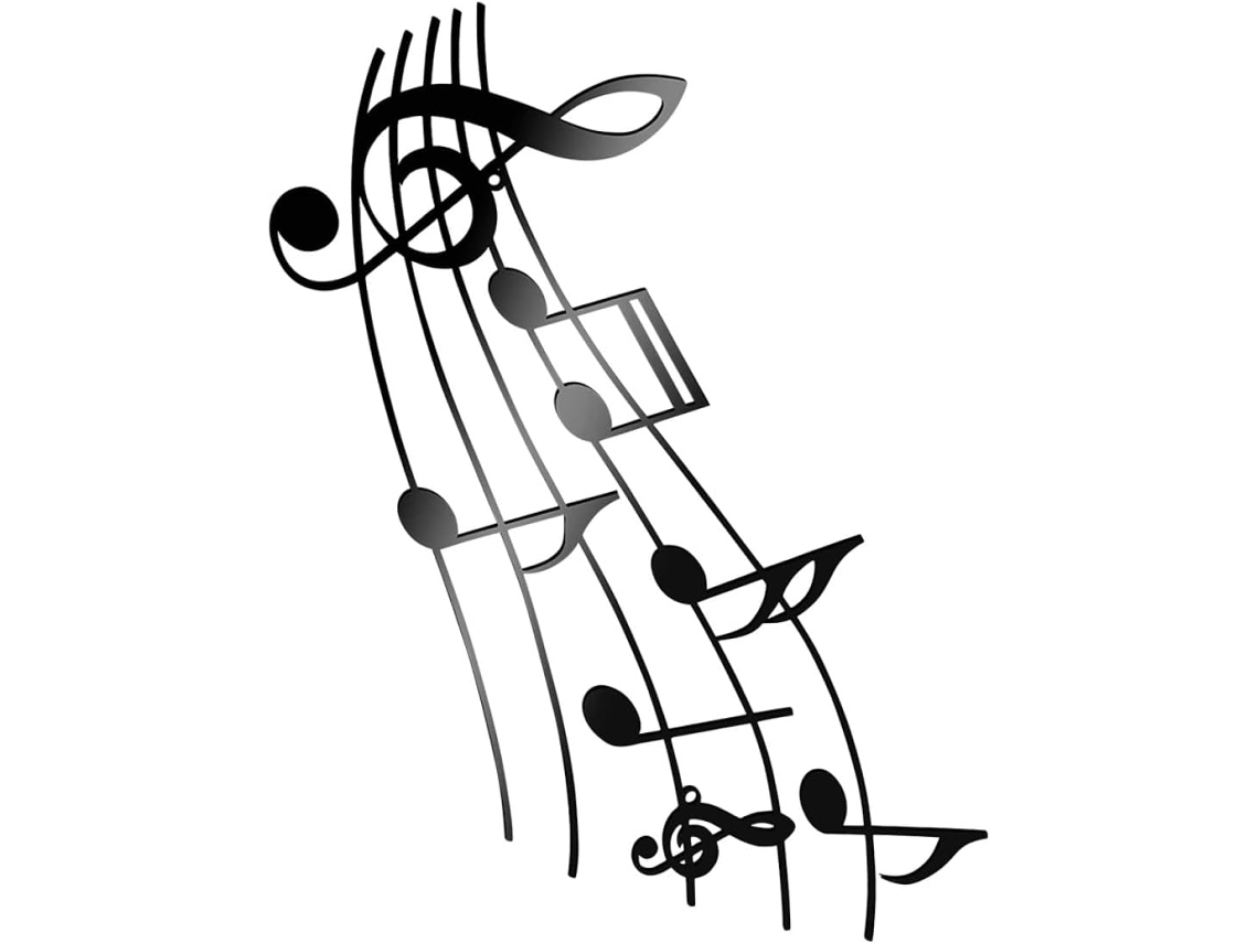 Decoración De Pared Con Forma De Nota Musical De Hierro Forjado, 40 X 14 Cm