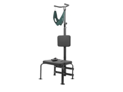 Dispositivo de tracción cervical, elevador hidráulico ajustable, carga máxima 6000 N, negro.