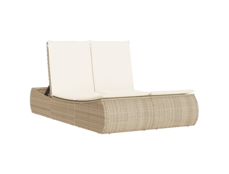 Tumbona doble VIDAXL con cojines ratán sintético beige