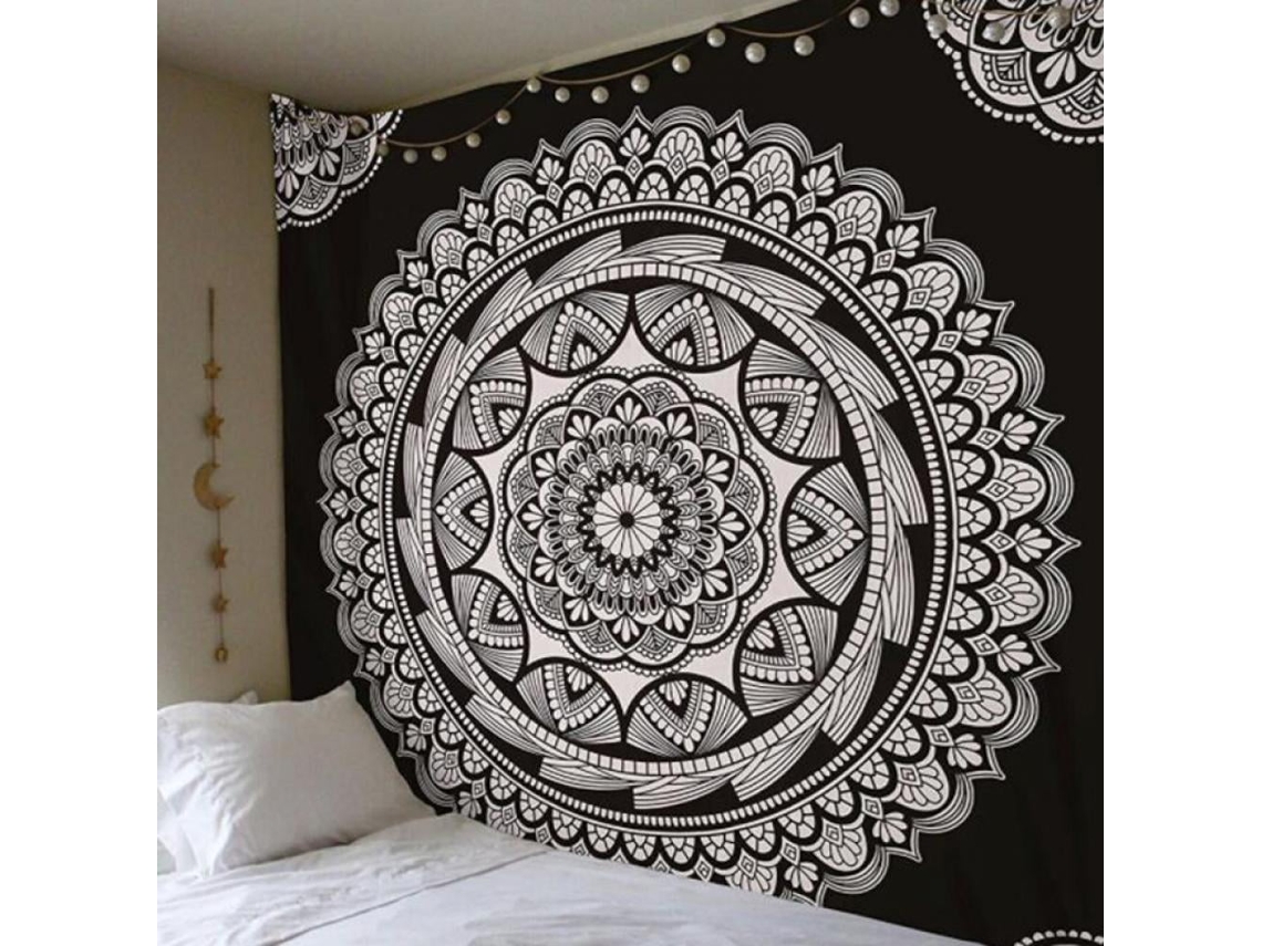 Tapiz Bohemio Con Estampado Floral De Mandrágora, 59 X 59 Pulgadas, Estilo Tribal Moderno (1 Pieza)