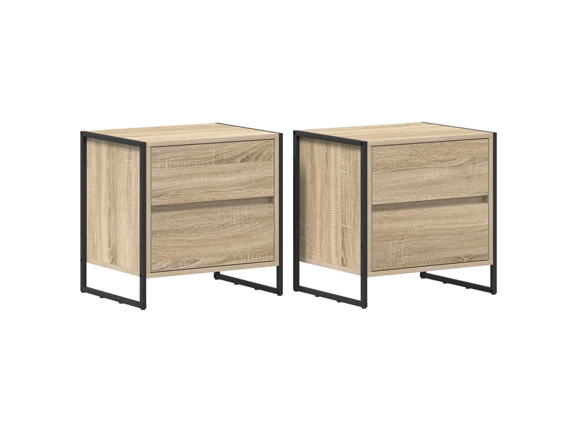 Maison Exclusive - Mesa De Noche Con Cajón 2 Pcs Sonoma 50 X 39.5 X 50 Cm