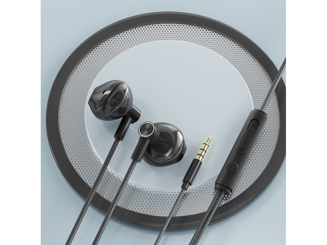 Auriculares con cable y conector de 3,5 mm para música, juegos y deportes, con micrófono.
